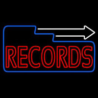 Red Records Block With White Arrow 3 Neon Skilt