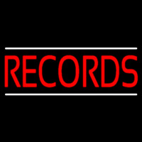 Red Records White Line Neon Skilt