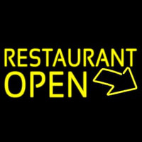 Red Restaurant Open With Arrow Neon Skilt