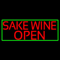 Red Sake Wine Open With Green Border Neon Skilt