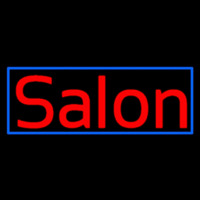 Red Salon With Blue Border Neon Skilt