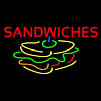 Red Sandwiches Neon Skilt