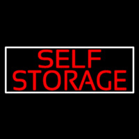 Red Self Storage White Border Neon Skilt