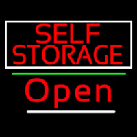 Red Self Storage White Border Open 3 Neon Skilt
