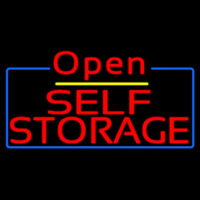 Red Self Storage White Border Open 4 Neon Skilt