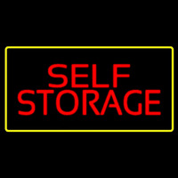 Red Self Storage Yellow Rectangle Neon Skilt