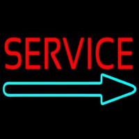 Red Service With Right Arrow Neon Skilt
