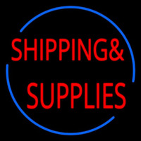 Red Shipping Supplies With Circle Neon Skilt