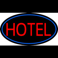 Red Simple Hotel With Blue Border Neon Skilt