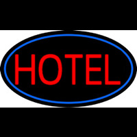 Red Simple Hotel With Blue Border Neon Skilt