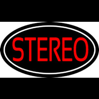 Red Stereo Block White Border 1 Neon Skilt