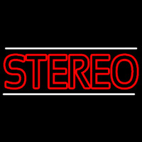 Red Stereo Block White Line Neon Skilt