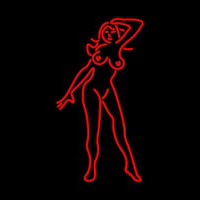 Red Strip Club Girl Neon Skilt
