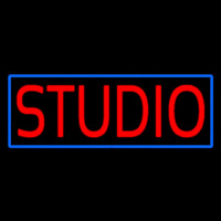 Red Studio Blue Border Neon Skilt