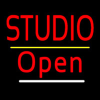 Red Studio Open Yellow Line Neon Skilt