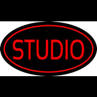 Red Studio Oval Neon Skilt