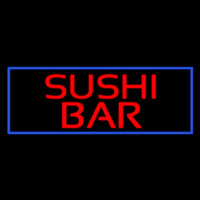 Red Sushi Bar With Blue Border Neon Skilt