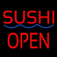 Red Sushi Block Open Blue Curve Neon Skilt
