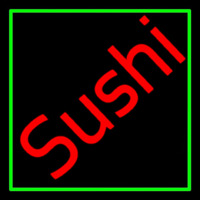 Red Sushi Green Border Neon Skilt