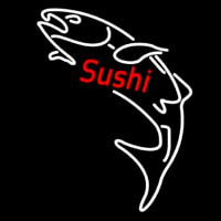 Red Sushi With Fish Logo Neon Skilt