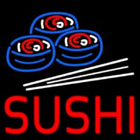 Red Sushi With Sushi Logo Neon Skilt