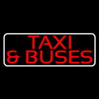 Red Ta i And Buses With Border Neon Skilt
