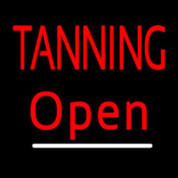 Red Tanning Open White Line Neon Skilt