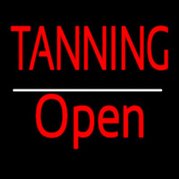 Red Tanning Open White Line Neon Skilt