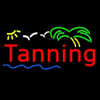 Red Tanning Palm Tree Neon Skilt