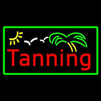 Red Tanning Palm Tree With Green Border Neon Skilt