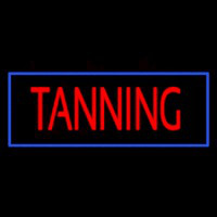 Red Tanning With Blue Border Neon Skilt