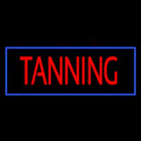 Red Tanning With Blue Border Neon Skilt