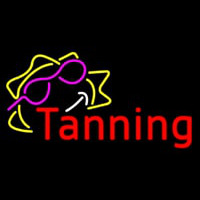 Red Tanning With Sun Logo Neon Skilt