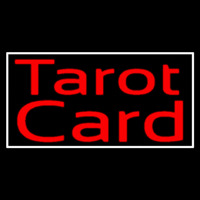 Red Tarot Card And White Neon Skilt