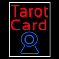 Red Tarot Card Blue Crystal With White Border Neon Skilt