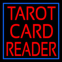 Red Tarot Card Reader Block And Border Neon Skilt