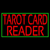 Red Tarot Card Reader Green Border Neon Skilt
