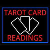 Red Tarot Cards Readings And White Border Neon Skilt