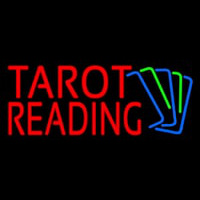 Red Tarot Reading With Cards Neon Skilt