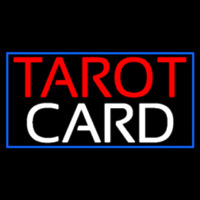 Red Tarot White Card And Blue Border Neon Skilt