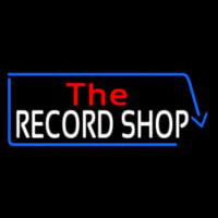 Red The White Record Shop Blue Arrow Neon Skilt