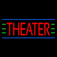 Red Theater Blue And Green Lines Neon Skilt