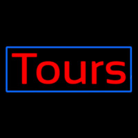 Red Tours Blue Border Neon Skilt