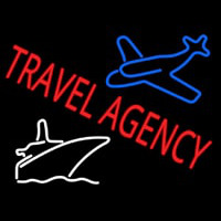 Red Travel Agency With Logo Neon Skilt