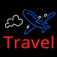 Red Travel Blue Aeroplane Neon Skilt