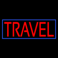 Red Travel Blue Border Neon Skilt