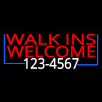 Red Walk Ins Welcome With Phone Number Neon Skilt