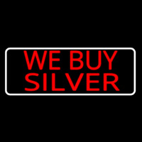 Red We Buy Silver White Border Neon Skilt