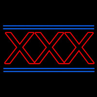 Red X   Blue Lines Neon Skilt