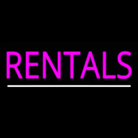 Rentals White Line Neon Skilt